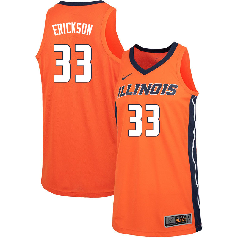 Men #33 Bill Erickson Illinois Fighting Illini College Basketball Jerseys Sale-Orange